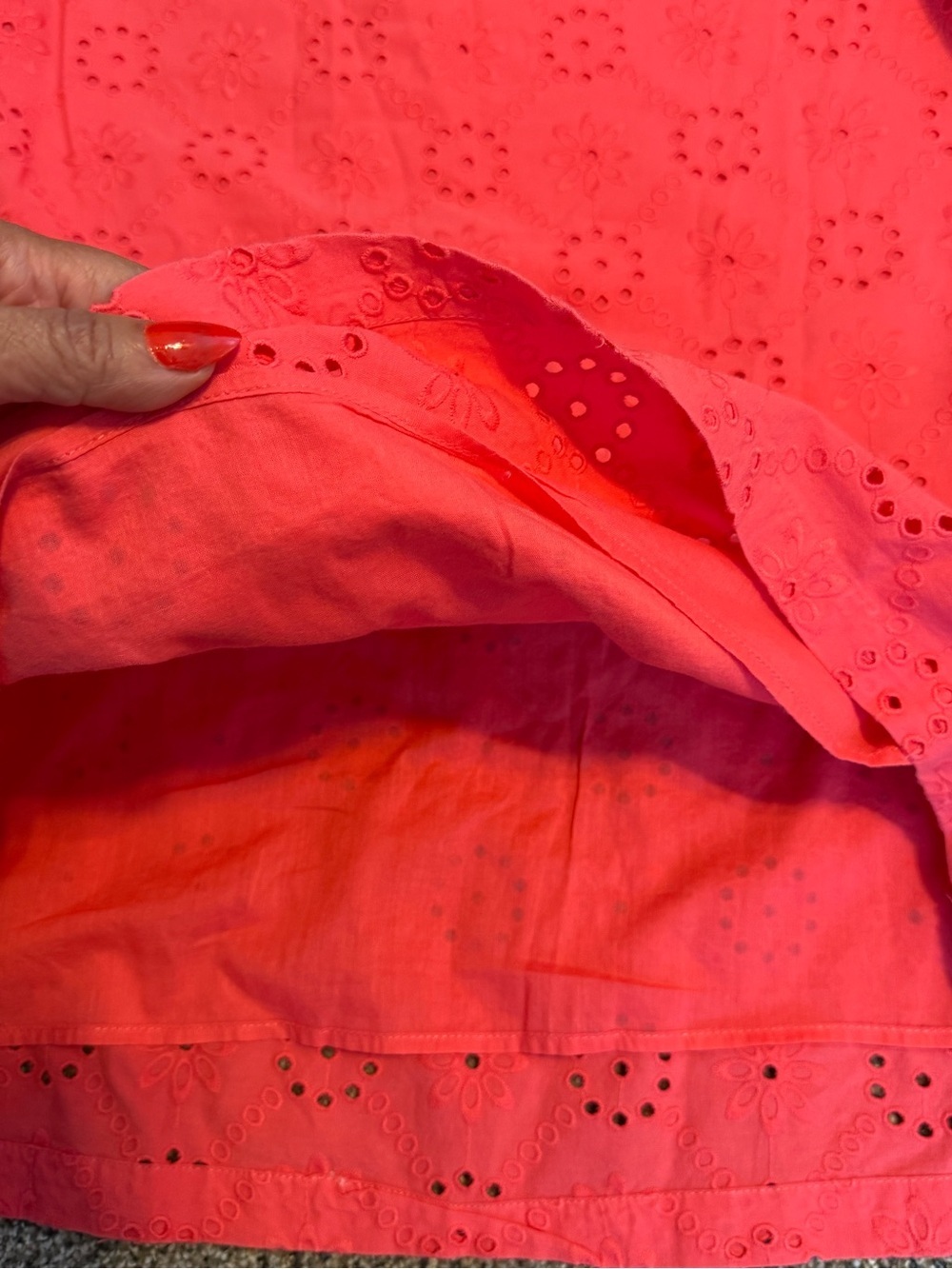 Tommy Bahama Coral Red Eyelet Ruffle Dress - Picture 7 of 10